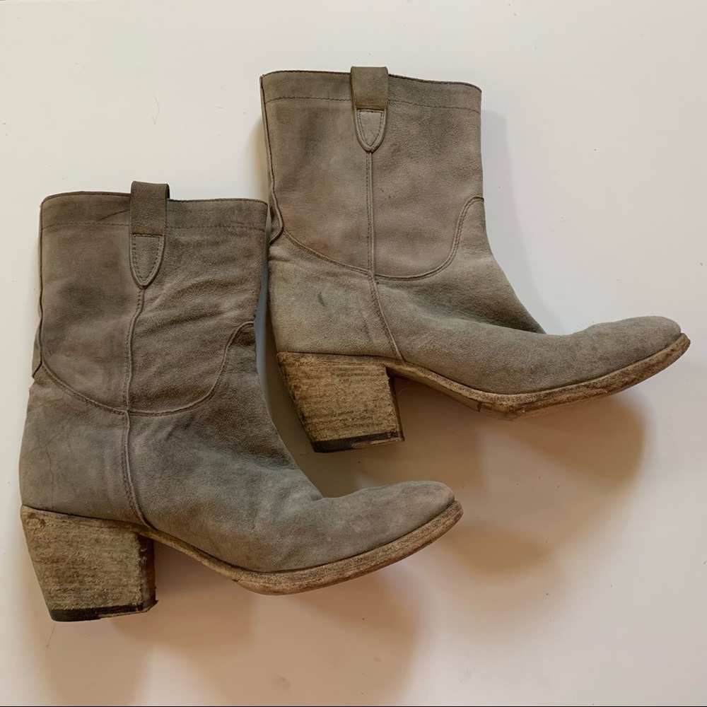 Open Closed grey gray suede boots booties 38.5